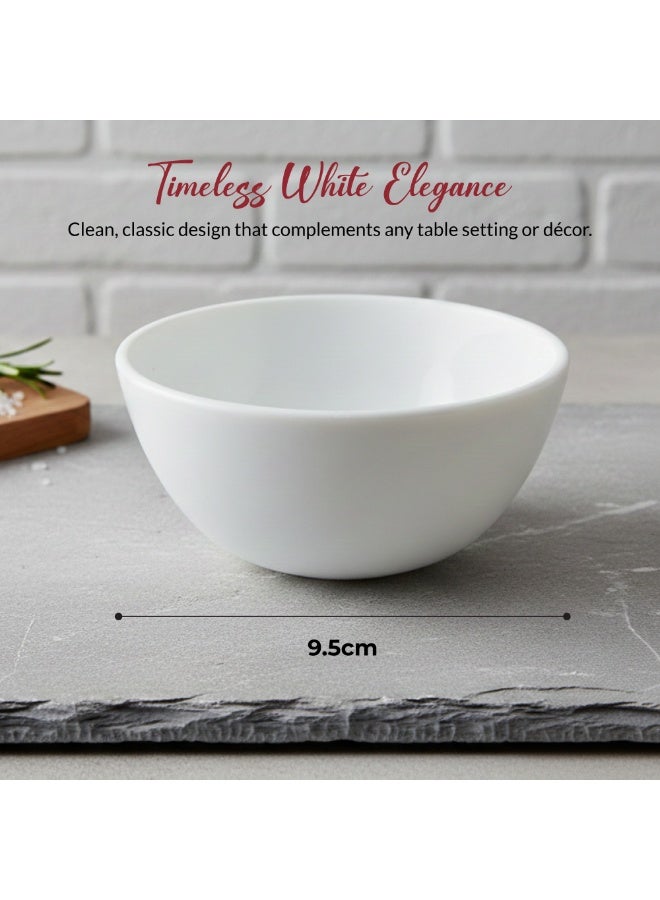 Luminarc White Ceramic Bowl  – 9.5cm Small Serving Bowls, Durable Microwave & Dishwasher Safe Soup Dessert Snack Bowls - Image 2